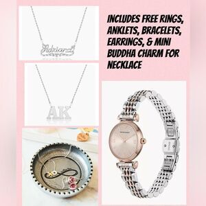 Stephanie Name Necklace, Emporio Armani Watch, SR Initial & More